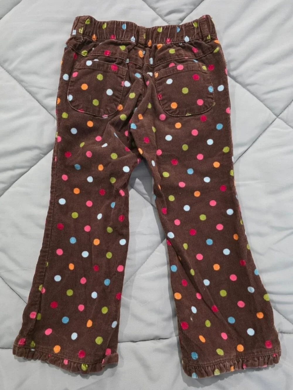 Vintage Gymboree 3T Brown Polka Dot Corduroy Pants Girls Retro Flare 100% Cotton